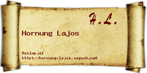 Hornung Lajos névjegykártya
